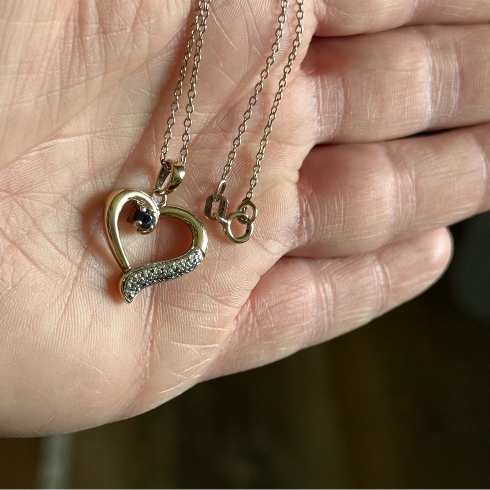 Sterling Silver Sapphire Heart Pendant Necklace